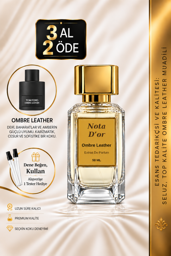 Ombre Leather Muadili | Kakule - Yasemin - Safran - Zambak | Sıcak ve Elegan Erkek Extrait Parfüm