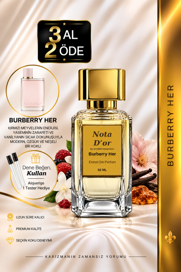 Burberry Her Muadili | Vişne - Frenk Üzümü - Misk - Menekşe | Neşeli ve Maceracı Kadın Extrait Parfüm