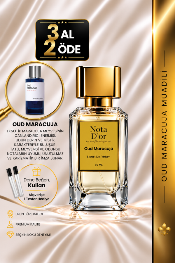 Oud Maracuja Muadili | Oud - Çarkıfelek Meyvesi - Safran | Egzotik ve Baştan Çıkarıcı Intense Erkek Extrait De Parfum