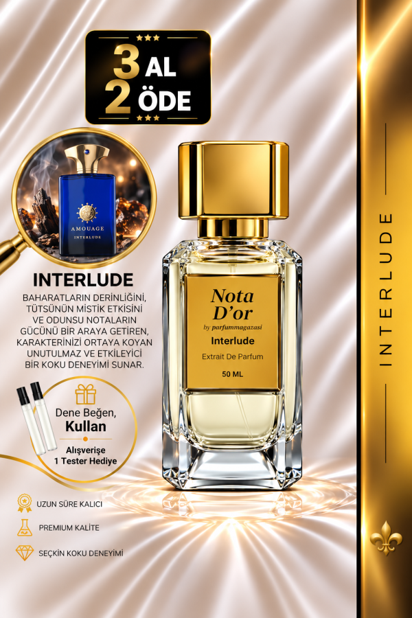 Interlude Muadili | Tütsü – Amber – Deri – Oud | Yoğun ve Gizemli Intense Erkek Extrait De Parfüm