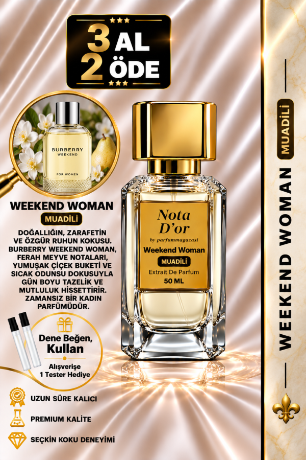 Weekend Woman Muadili | Mandalina – Şeftali – Sümbül – Misk | Ferah ve Neşeli Intense Kadın Extrait De Parfüm