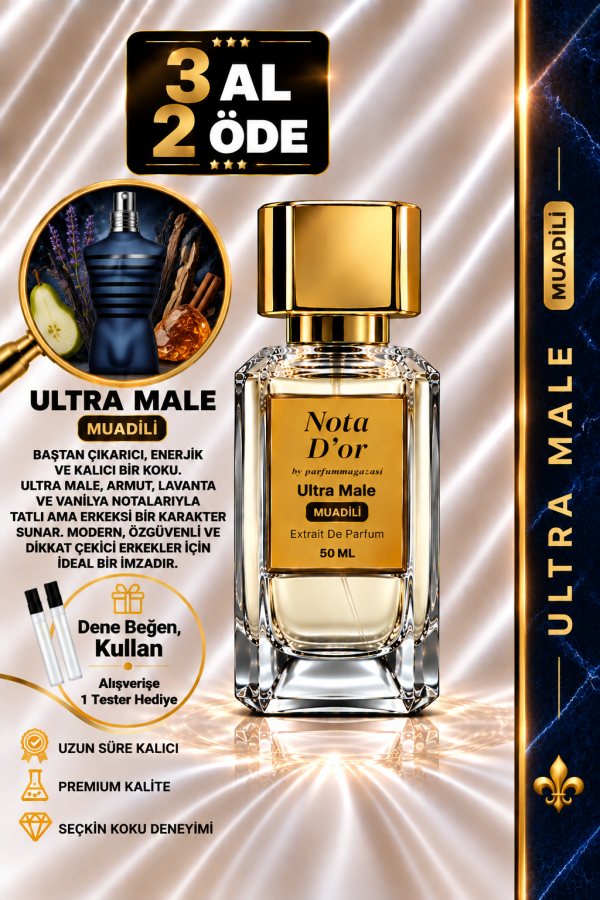Ultra Male Muadili | Armut - Lavanta - Vanilya - Tarçın | Tatlı ve Çekici Intense Erkek Extrait De Parfum
