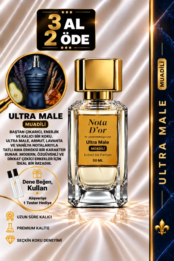 Ultra Male Muadili | Armut - Lavanta - Vanilya - Tarçın | Tatlı ve Çekici Intense Erkek Extrait De Parfum